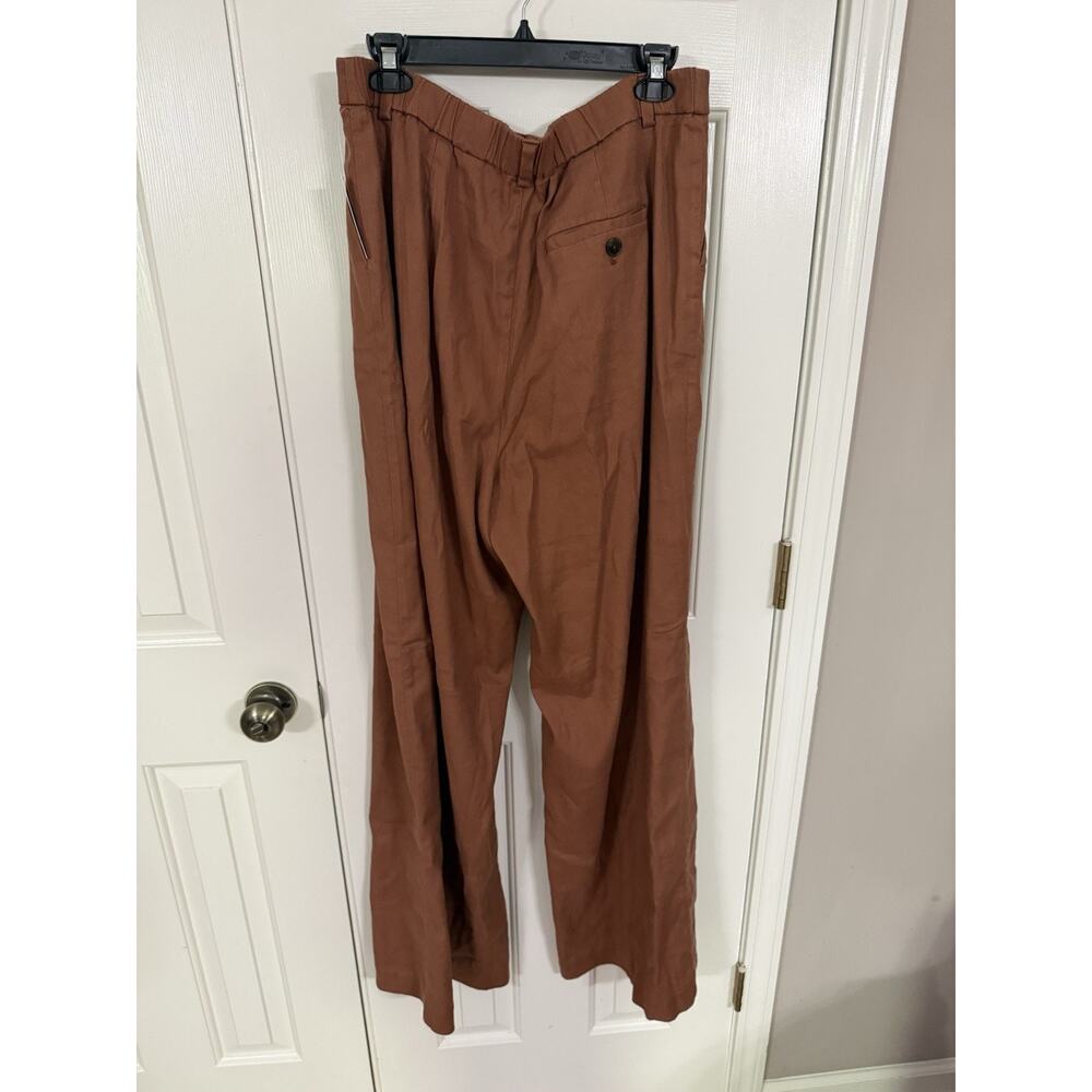 Anthropologie Maeve The Avery Linen Stretch Pleated Wide Leg Trousers L Tall New - Picture 5 of 5